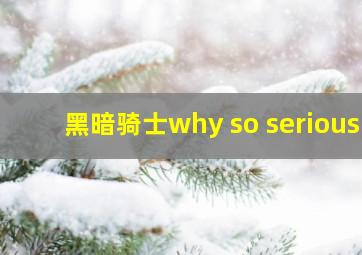 黑暗骑士why so serious